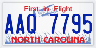 NC license plate AAQ7795