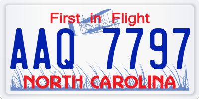 NC license plate AAQ7797
