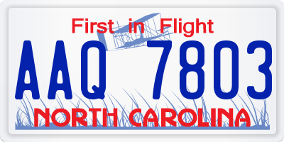 NC license plate AAQ7803