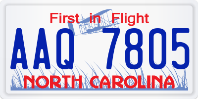 NC license plate AAQ7805