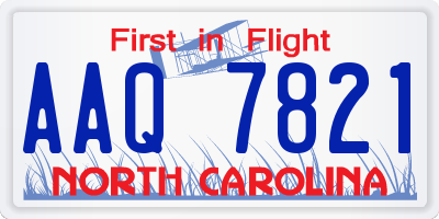 NC license plate AAQ7821