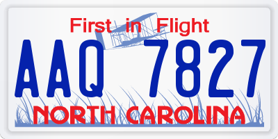 NC license plate AAQ7827