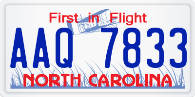 NC license plate AAQ7833