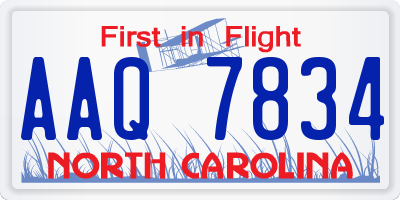 NC license plate AAQ7834