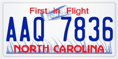 NC license plate AAQ7836