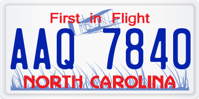 NC license plate AAQ7840