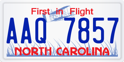 NC license plate AAQ7857