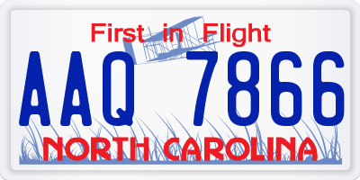 NC license plate AAQ7866