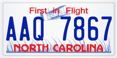 NC license plate AAQ7867