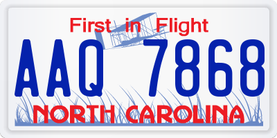 NC license plate AAQ7868