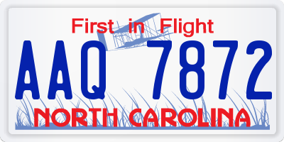 NC license plate AAQ7872