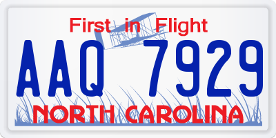 NC license plate AAQ7929
