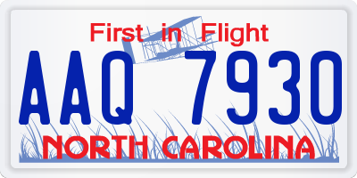 NC license plate AAQ7930