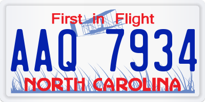 NC license plate AAQ7934