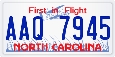 NC license plate AAQ7945