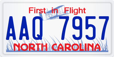 NC license plate AAQ7957