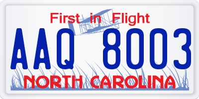 NC license plate AAQ8003