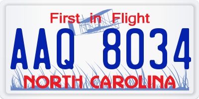 NC license plate AAQ8034