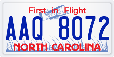 NC license plate AAQ8072