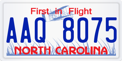 NC license plate AAQ8075