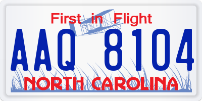 NC license plate AAQ8104