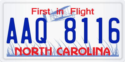 NC license plate AAQ8116