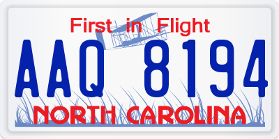 NC license plate AAQ8194