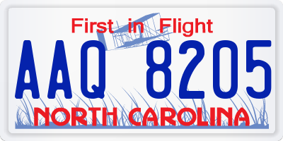 NC license plate AAQ8205