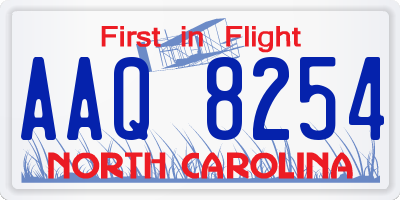 NC license plate AAQ8254