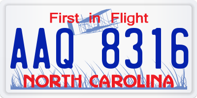 NC license plate AAQ8316