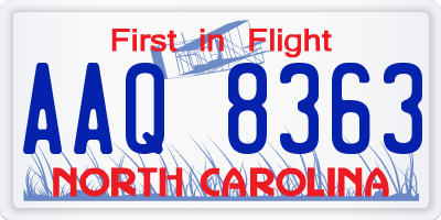 NC license plate AAQ8363
