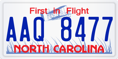 NC license plate AAQ8477