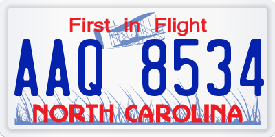 NC license plate AAQ8534