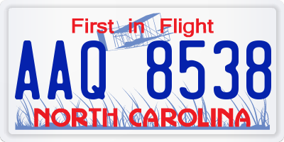 NC license plate AAQ8538