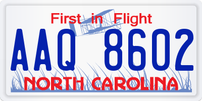 NC license plate AAQ8602