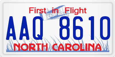 NC license plate AAQ8610