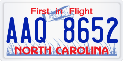 NC license plate AAQ8652