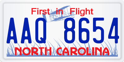 NC license plate AAQ8654