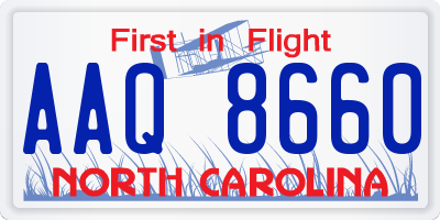 NC license plate AAQ8660