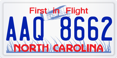 NC license plate AAQ8662