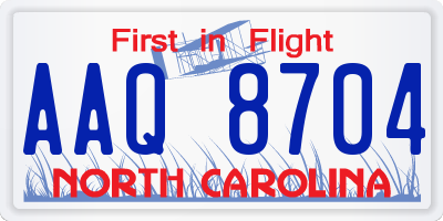 NC license plate AAQ8704