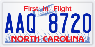 NC license plate AAQ8720