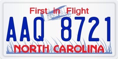 NC license plate AAQ8721