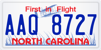NC license plate AAQ8727