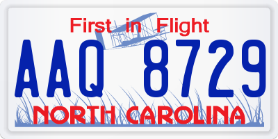 NC license plate AAQ8729