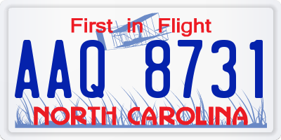 NC license plate AAQ8731