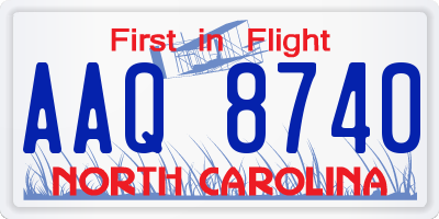 NC license plate AAQ8740