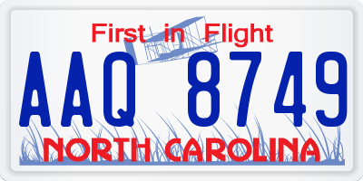 NC license plate AAQ8749
