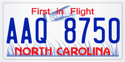 NC license plate AAQ8750