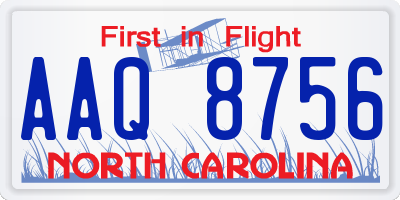 NC license plate AAQ8756